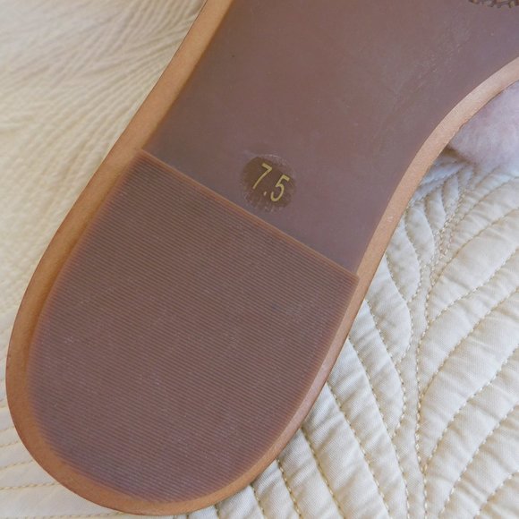 New Tory Burch Aspen Shearling sandals Sea Shell pink crystal embellished slides - Picture 11 of 16